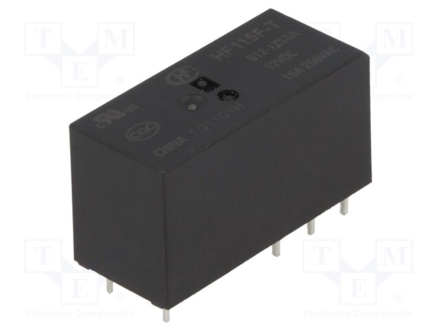 Relay: electromagnetic; SPDT; Ucoil: 12VDC; 16A/250VAC; 16A/24VDC