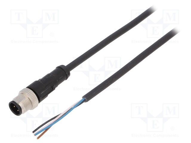 Connection lead; M12; PIN: 4; straight; 2m; plug; 250VAC; 4A; 250VDC