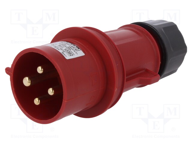 Connector: AC supply 3-phase; plug; male; 32A; 380/415VAC; IP44