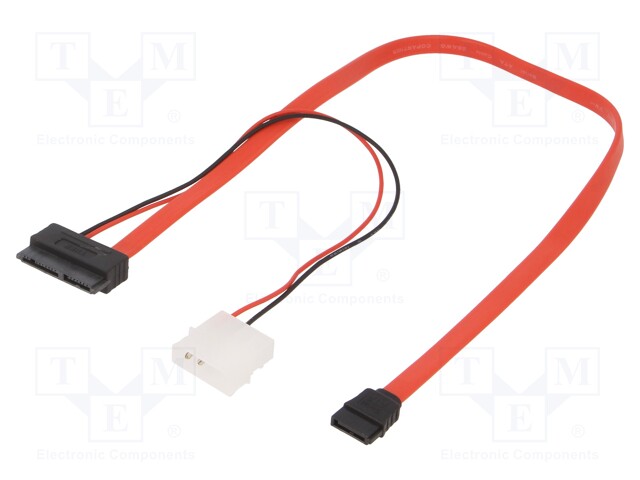 Cable: mains SATA; Molex male,SATA plug,Slim SATA female; 0.45m