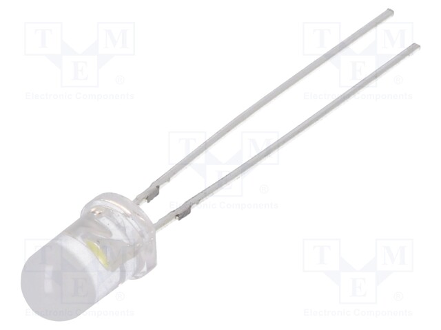 LED; 5mm; white cold; 5800÷7000mcd; 100°; 20mA; 2.7÷3.4V