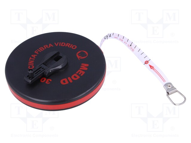 Measuring tape; L: 30m; Width: 15mm; Enclos.mat: ABS