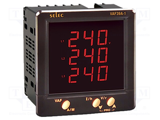 Meter: power network meter; on panel; digital; 99x99x50mm; 6A