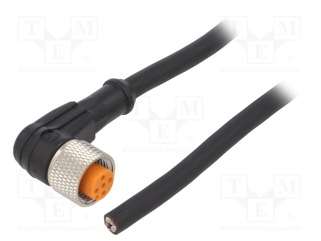 Connection lead; M12; PIN: 5; angled; 5m; plug; 60VAC; 4A; -25÷80°C