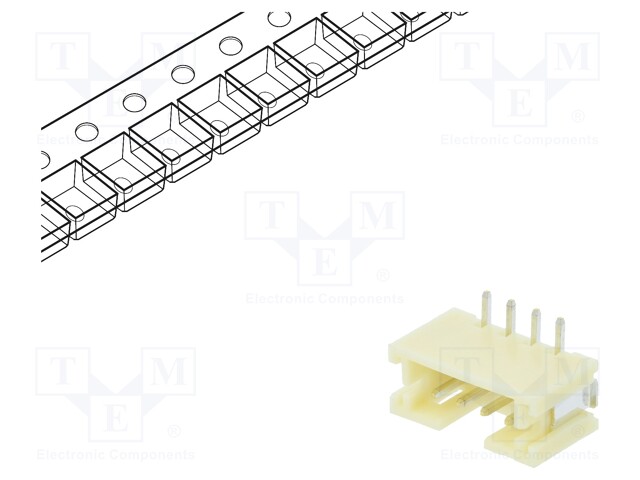Socket; wire-board; male; PH; 2mm; PIN: 4; pick and place; SMT; 100V