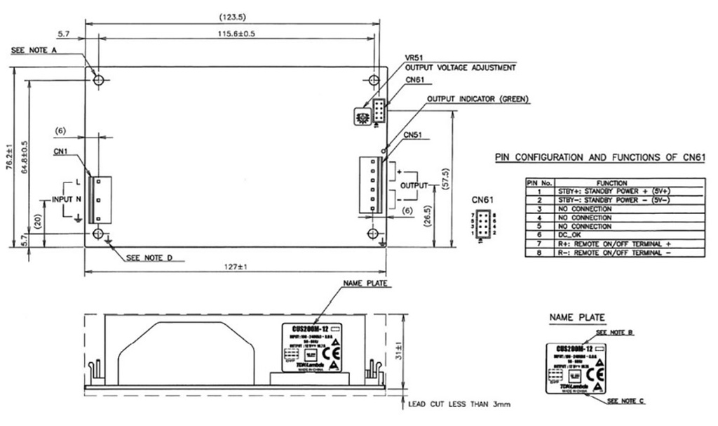 Power supply: switched-mode; open; 201.6W; 85÷265VAC; OUT: 1; 24VDC