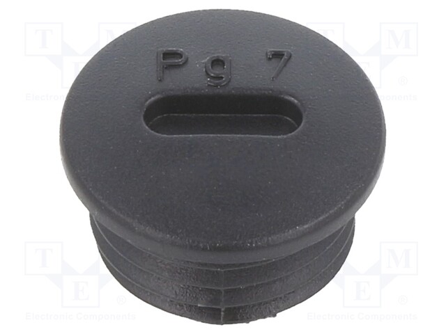 Stopper; PG7; IP56; Mat: polyamide; Body: black; Thread: PG; 6mm