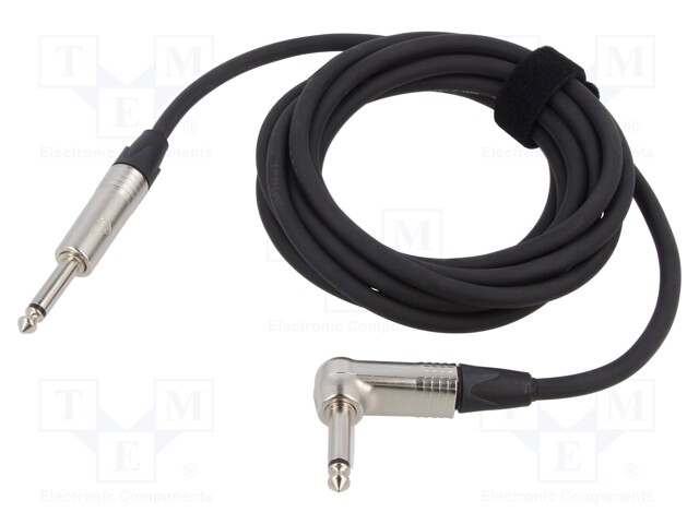 Cable; Jack 6,3mm 2pin plug,Jack 6.3mm 2pin angled plug; 12m