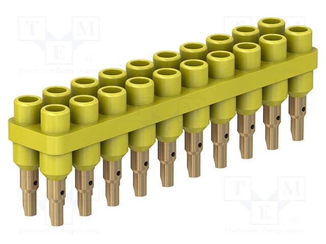 Socket strip; Connector: 2mm banana; yellow; 70VDC; 10A; 33VAC