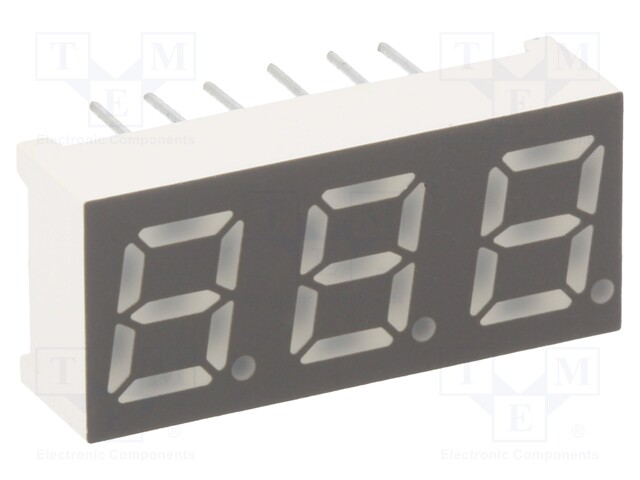 Display: LED; 7-segment; 7mm; 0.28"; No.char: 3; red; 35÷70mcd