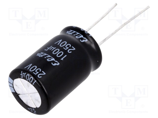 Capacitor: electrolytic; THT; 100uF; 250VDC; Ø16x31.5mm; ±20%