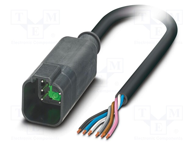 Connection lead; DT04-6P; PIN: 6; straight; 3m; plug; 48VAC; 8A; male