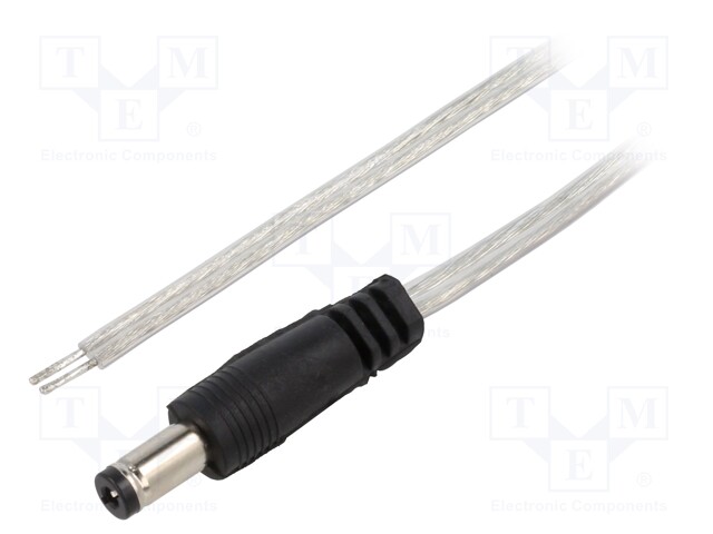 Cable; wires,DC 5,5/2,1 plug; straight; 0.5mm2; transparent; 2m