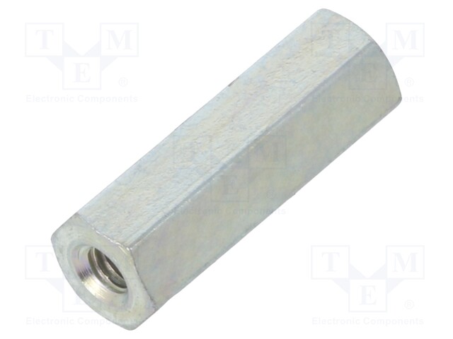 Screwed spacer sleeve; Int.thread: M2,5; 15mm; hexagonal; steel