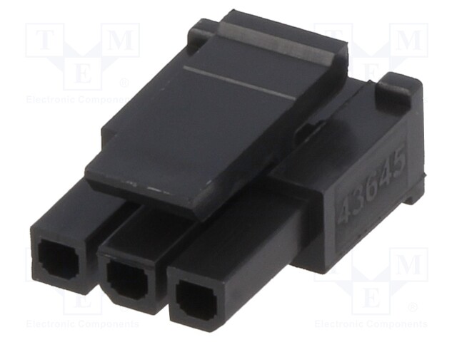 Plug; wire-board; female; Micro-Fit 3.0; 3mm; PIN: 3; w/o contacts