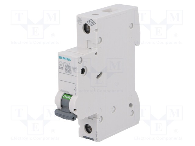 Circuit breaker; 230VAC; Inom: 25A; Poles: 1; DIN; Charact: C; 6kA