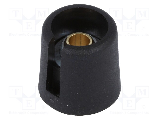 Knob; with pointer; polyamide; Shaft d: 6mm; Ø16x16mm; black