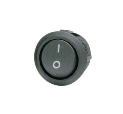 ROCKER; SPST; Pos: 2; OFF-ON; 10A/250VAC; black;