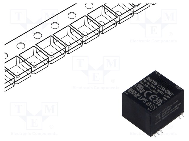 Converter: AC/DC; 3W; 85÷264VAC; Usup: 120÷370VDC; Uout: 12VDC; 78%