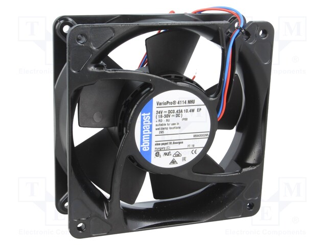 Fan: DC; axial; 119x119x38mm; 235.2m3/h; 57dBA; ball bearing; IP68