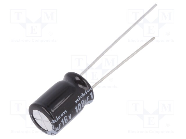 Capacitor: electrolytic; THT; 100uF; 16VDC; Ø8x11.5mm; Pitch: 3.5mm