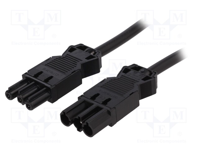 Cable: mains; GST18; 16A; 250V; ways: 3; Colour: black; straight; 4m