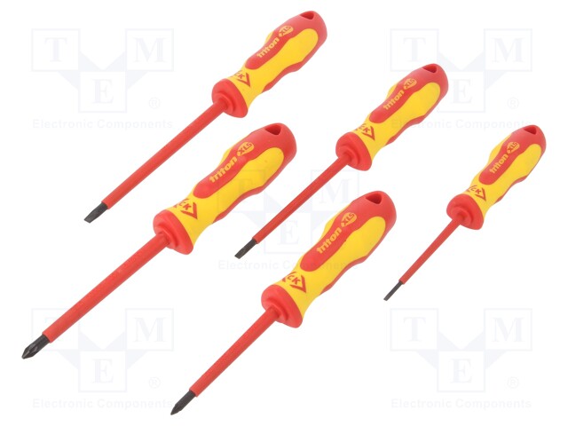 Screwdrivers; Pcs: 5; insulated; 1kVAC; Bit: Pozidriv®,slot