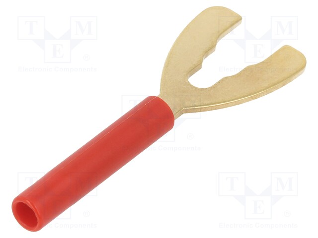 Plug; fork terminals; 32A; red; 55.8mm; Plating: gold-plated