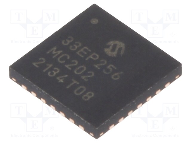 DsPIC microcontroller; SRAM: 32kB; Memory: 256kB; QFN-S28; 0.65mm