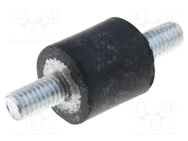 Vibration damper; M3; Ø: 8mm; rubber; L: 8mm; Thread len: 6mm; 70N