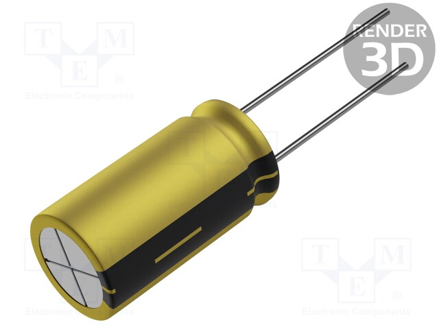 Capacitor: electrolytic; THT; 100uF; 25VDC; Ø6.3x11mm; ±20%; 2000h