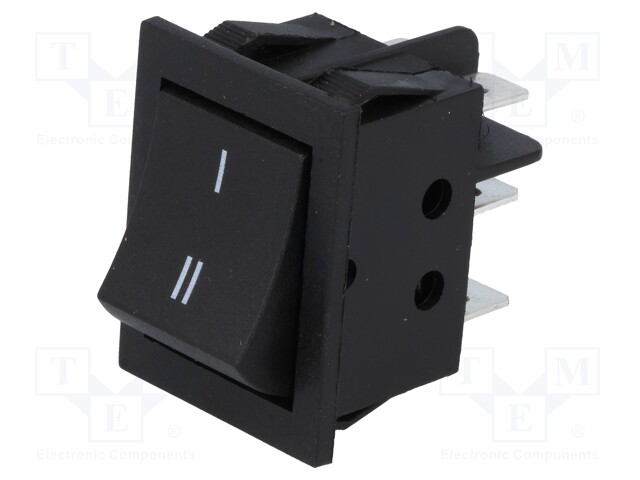 ROCKER; DPDT; Pos: 2; ON-ON; 15A/250VAC; black; none; 35mΩ; -30÷80°C