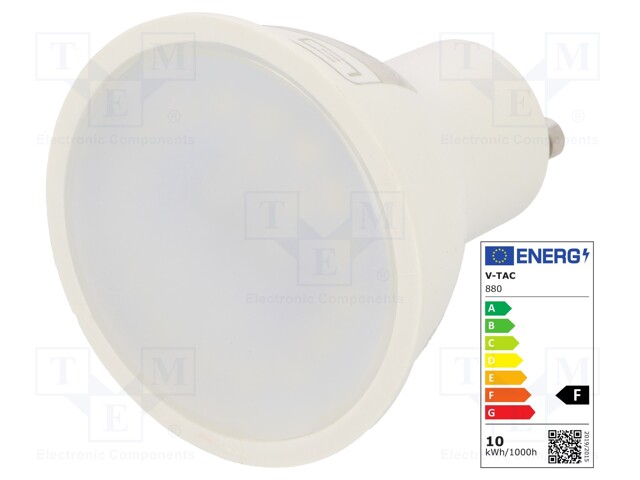 LED lamp; cool white; GU10; 220/240VAC; 1000lm; 10W; 110°; 6400K