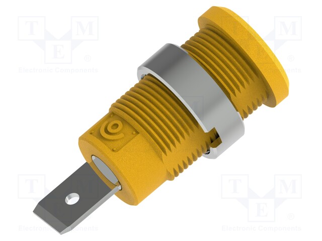 Socket; 4mm banana; 36A; 1kV; yellow; nickel plated; insulated