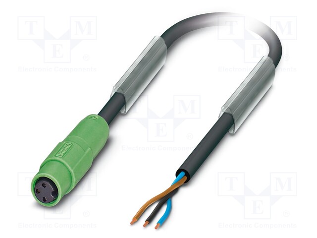 Connection lead; M8; PIN: 3; straight; 5m; plug; 60VAC; 4A; -25÷90°C