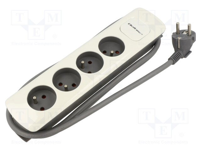 Extension lead; Sockets: 4; white-grey; 3x1,5mm2; 1.8m; 16A