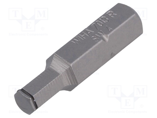 Screwdriver bit; Allen hex key; HEX 4mm; Overall len: 25mm