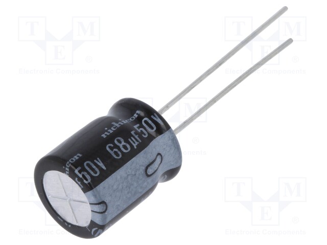 Capacitor: electrolytic; THT; 68uF; 50VDC; Ø10x12.5mm; Pitch: 5mm