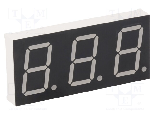 Display: LED; 7-segment; 20.32mm; 0.8"; No.char: 3; red; 45÷90mcd