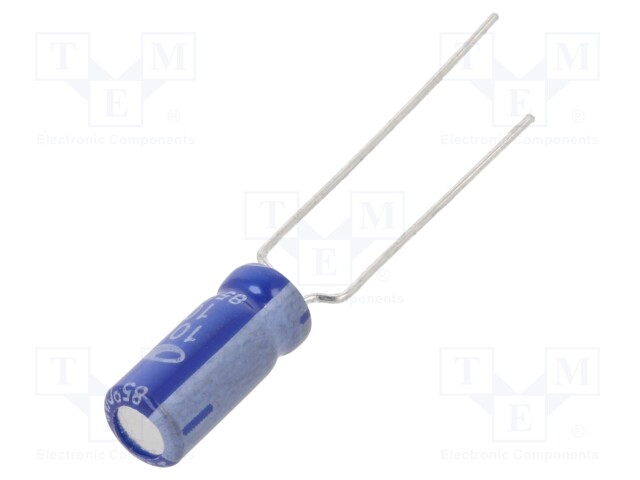 Capacitor: electrolytic; THT; 10uF; 100VDC; Ø5x11mm; ±20%; 2000h