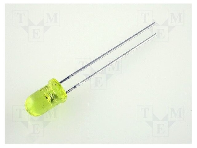 LED; 5mm; yellow; 400÷1200mcd; 30°; Front: convex