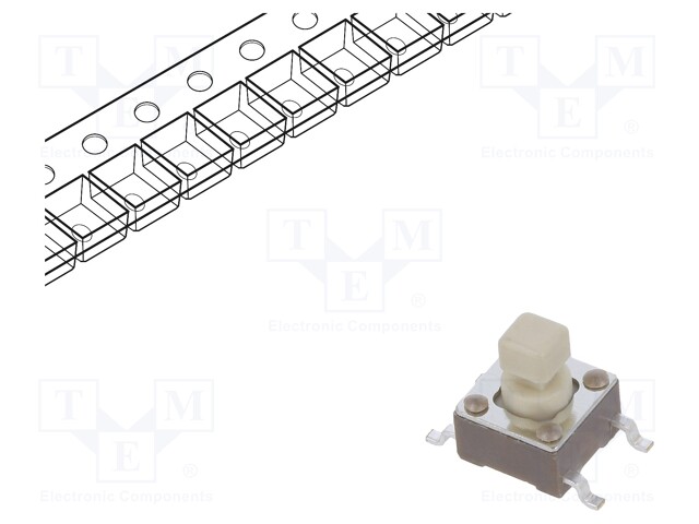 Microswitch TACT; SPST-NO; Pos: 2; 0.05A/12VDC; SMT; 2.55N; 6x6x4mm