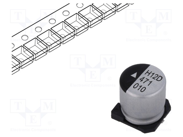 Capacitor: electrolytic; SMD; 470uF; 10VDC; Ø10x10.5mm; 2000h