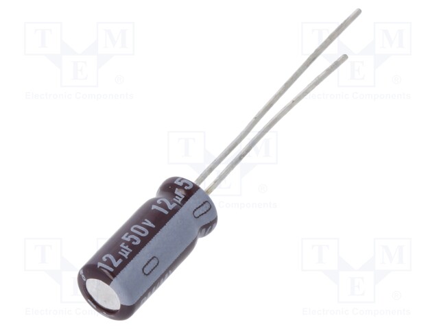 Capacitor: electrolytic; low impedance; THT; 12uF; 50VDC; ±20%