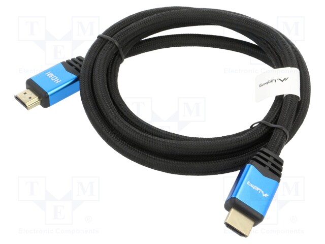 Cable; HDMI 2.0; HDMI plug,both sides; textile; 1.8m; black; 28AWG