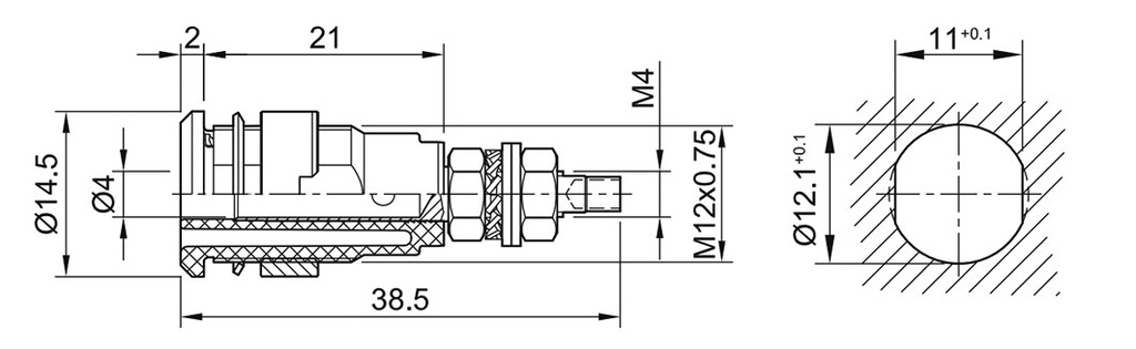 Socket; 4mm banana; 32A; brown; nickel plated; Overall len: 38.5mm