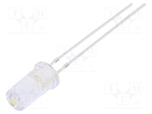 LED; 5mm; white cold; 1120÷1560mcd; 100°; 20mA; 2.7÷3.4V