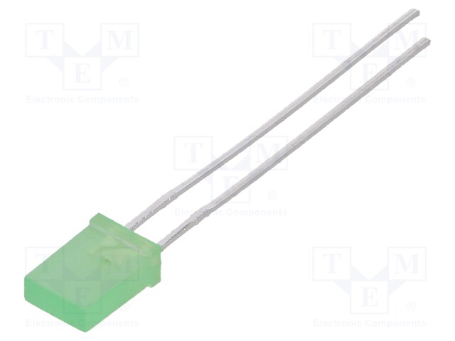 LED; rectangular; 5x2mm; green; 10÷15mcd; 146°; Front: flat; 20mA