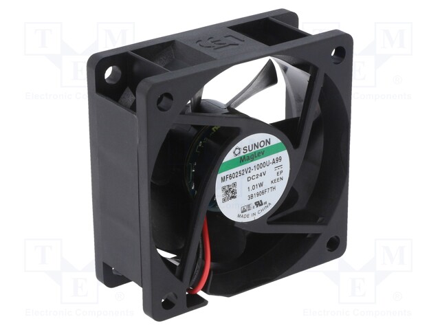 Fan: DC; axial; 24VDC; 60x60x25mm; 32.78m3/h; 22dBA; Vapo; 3800rpm