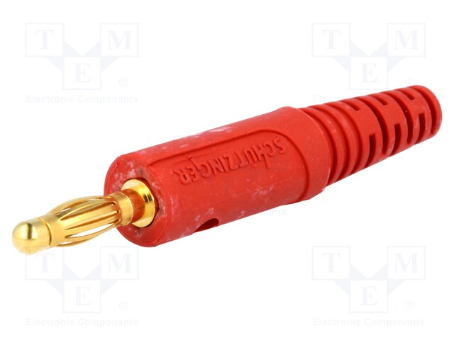 Plug; 4mm banana; 10A; 60VDC; red; with transversal socket